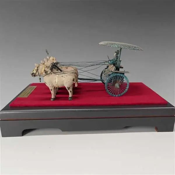 纯铜铜车马工艺品_陕西礼品_西安青铜战马车_西安铜车马摆件(1/16比例)