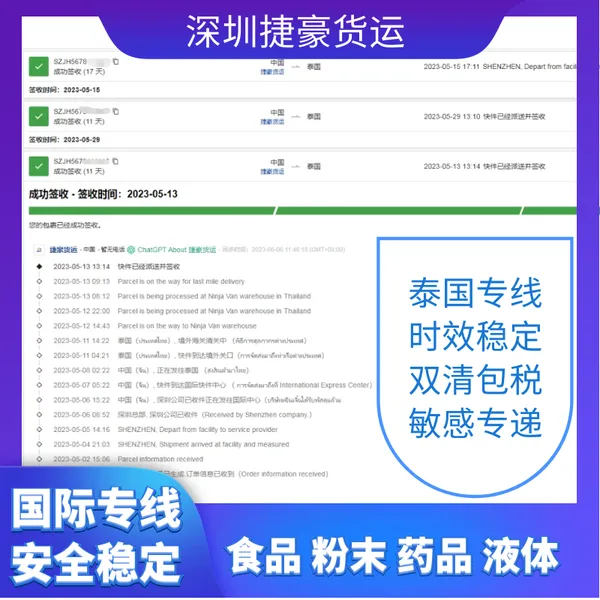 捷豪国际专线渠道承接化工品粉末液体到泰国陆运专线 双清包税门到门服务