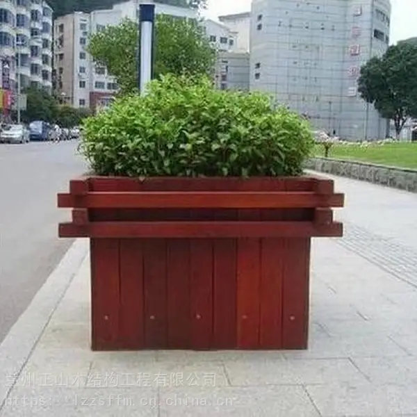 兰州防腐木花箱花盆花槽定制加工-正山