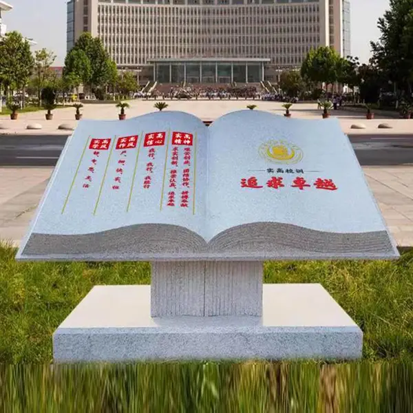 户外大型石雕书简定制 石刻书轴雕塑 石头书卷雕刻厂
