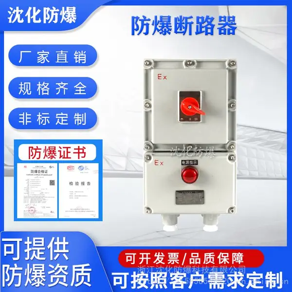 IIB级防爆断路器 3P/100A漏电保护开关 铝合金接线箱粉尘空气开关