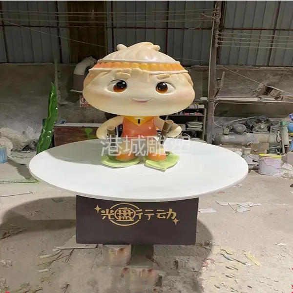 粮食安全日宣传吉祥物塑像 玻璃钢包子娃娃卡通雕塑