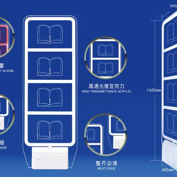 双频图书防盗仪厂家、EM+rfid图书防盗检测仪、图书防盗器、书店防盗报警磁门,图书防盗设备