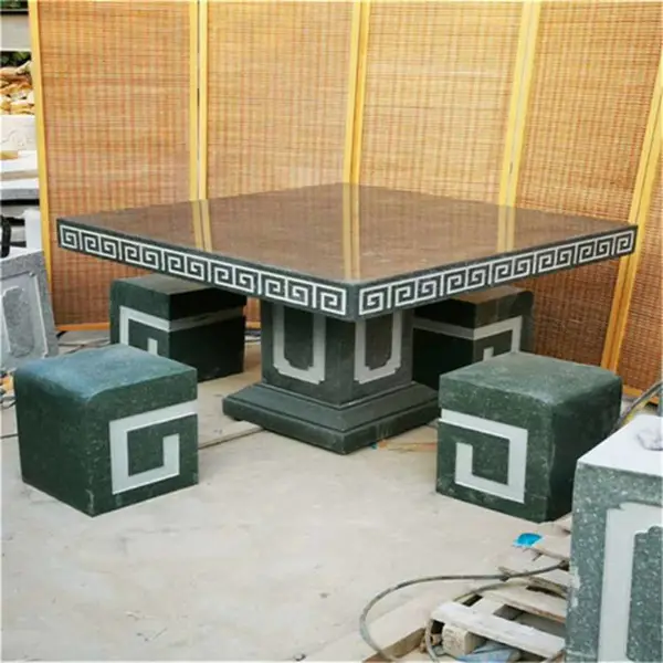 中式精品石桌石凳,天然原石打磨,园区庭院造景实用石雕家具