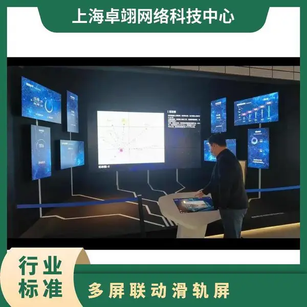 滑轨屏 展厅智能互动弧形开合屏 多屏联动滑轨屏幕 支持定做