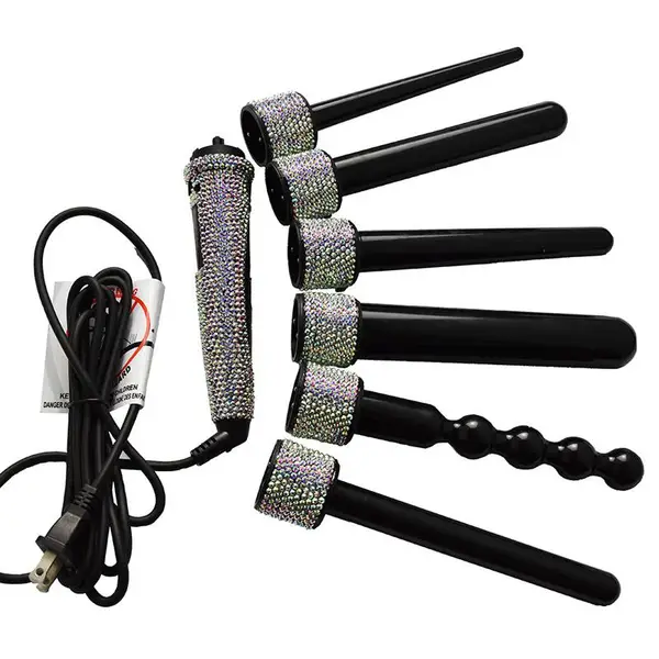 镶钻卷发棒 玻璃钻卷发棒 闪亮不掉钻 卷发器镶钻 银AB卷发器贴钻