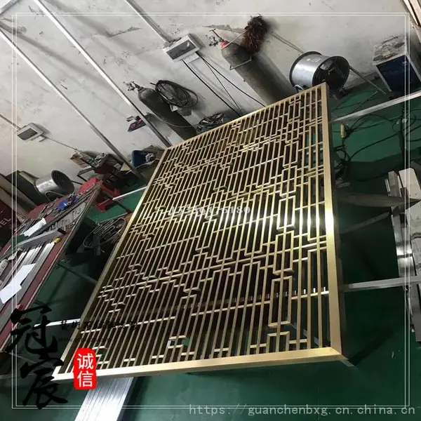 拉丝玫瑰金不锈钢屏风 带移动滑轮可任意移动