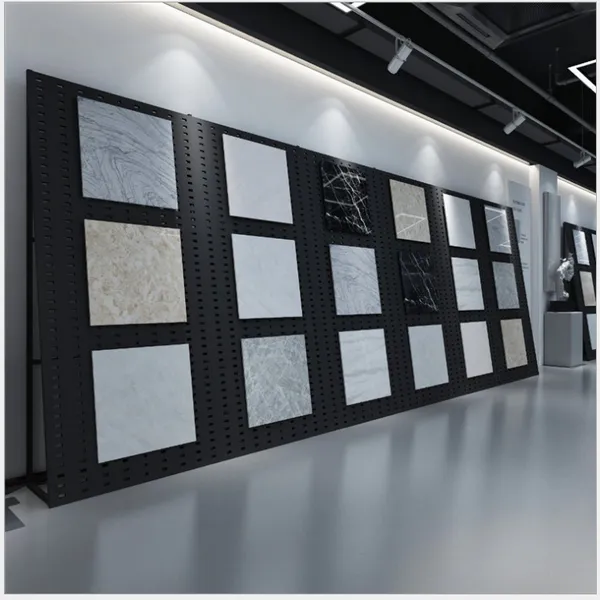 铜川瓷砖展示架价格 挂瓷砖样品展具 喷塑冲孔板展架