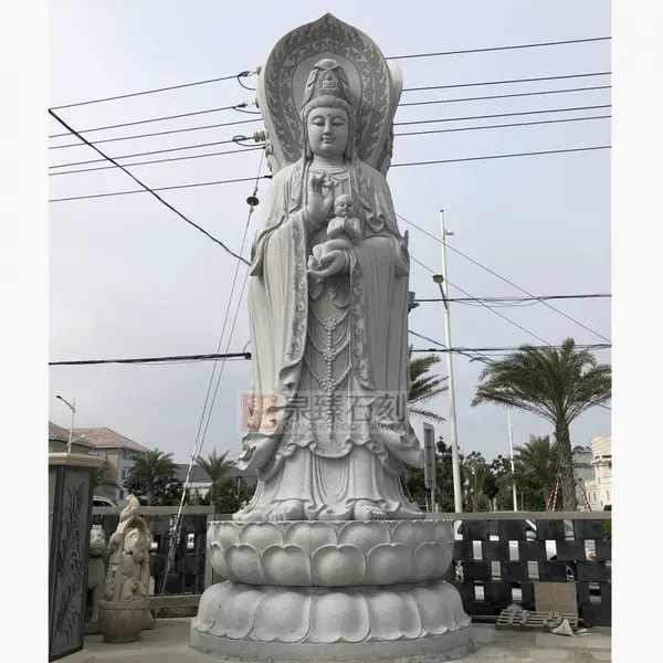 泉臻石刻景区四面观音石雕 大型观音石像 专注观音雕刻