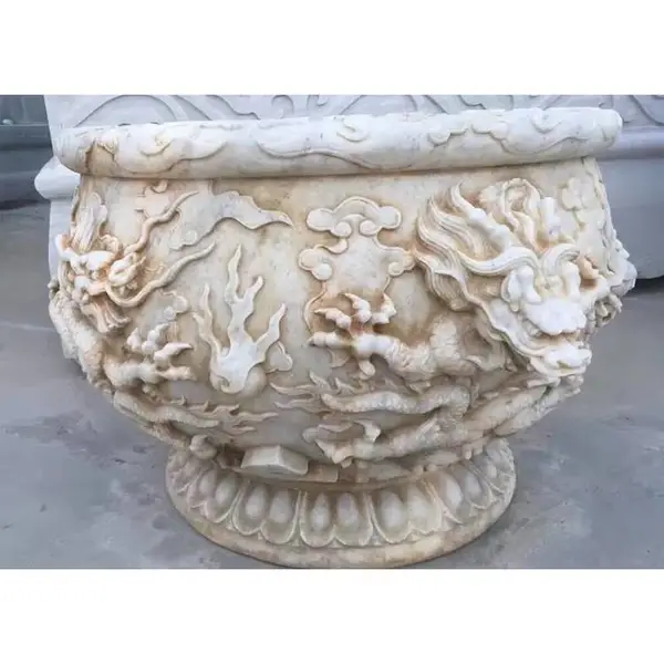 石头盆景制作 荷花鱼缸石刻厂家 石雕花瓶花盆加工厂