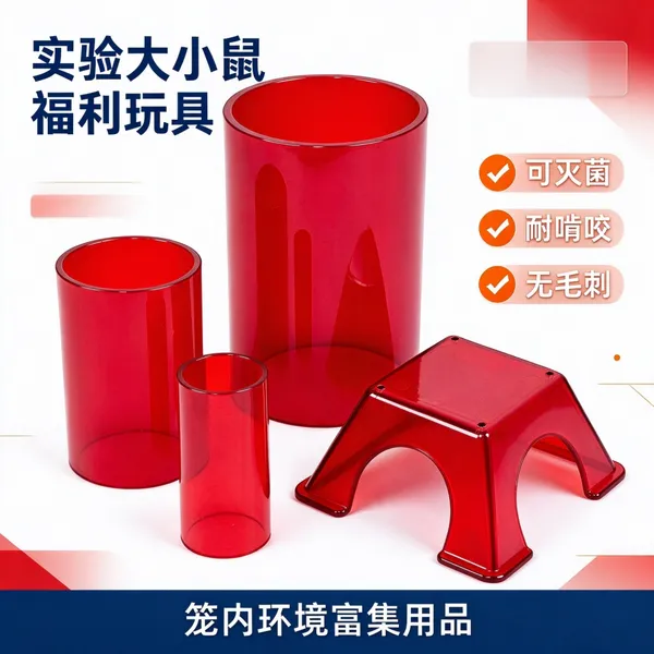 大小鼠福利玩具 PC 可高温灭菌 红房子管道组合 动物房环境丰容器材