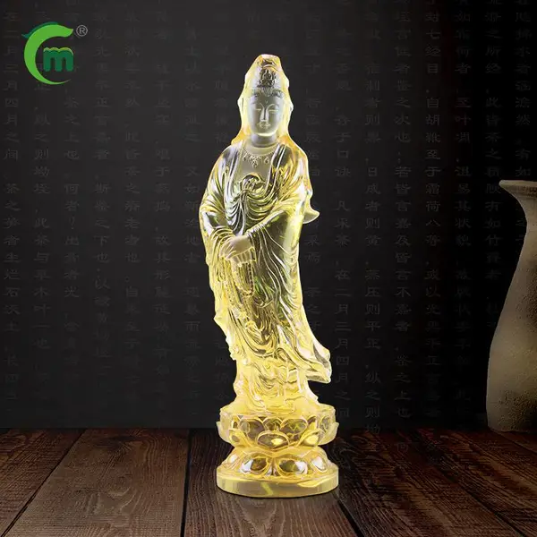 琉璃南海观世音菩萨持珠佛像中式居家佛堂寺院供奉平安装饰摆件