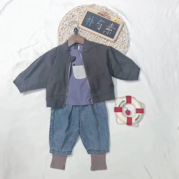 朴与素2020男女童夏款卡通印花短袖衬衣短裤 品牌折扣童装批发加盟