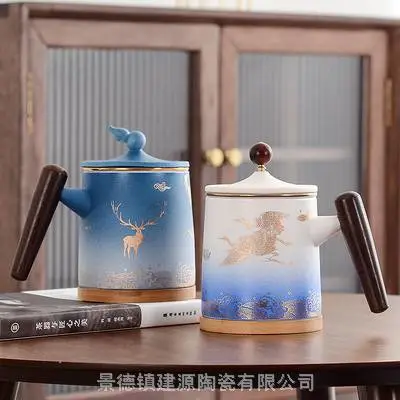 定制陶瓷艺术杯子 羊脂玉白瓷办公杯 大容量工艺茶杯
