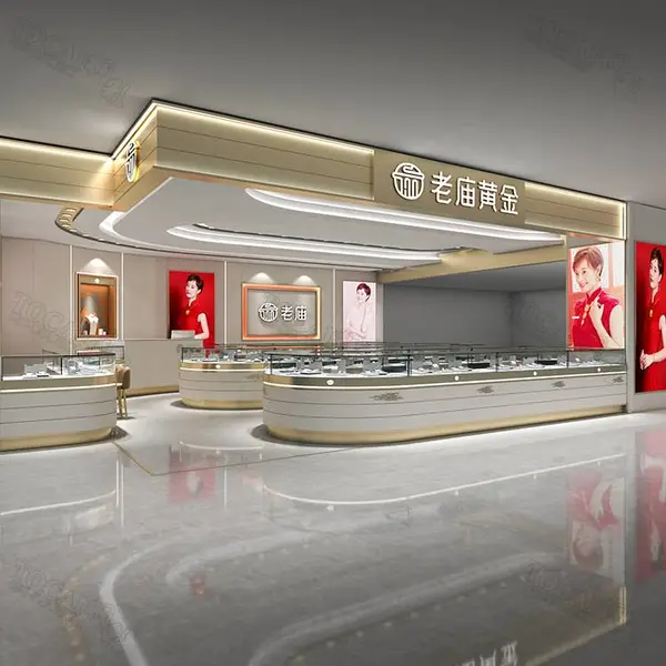 珠宝展示柜定制 玉器翡翠柜台 弧形不锈钢玻璃中岛柜