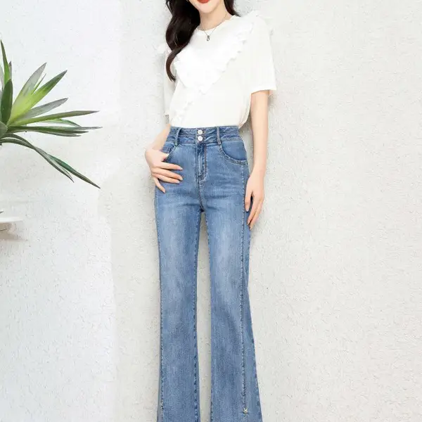 简约时尚百搭女裤 敏子裤子夏装 牛仔裤实体直播必备货源 折扣尾货批发