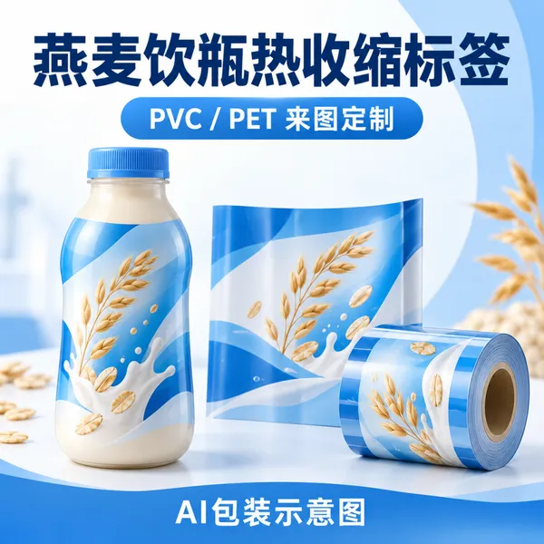 燕麦饮瓶PVC/PET热收缩膜标签 彩印包装套标定制