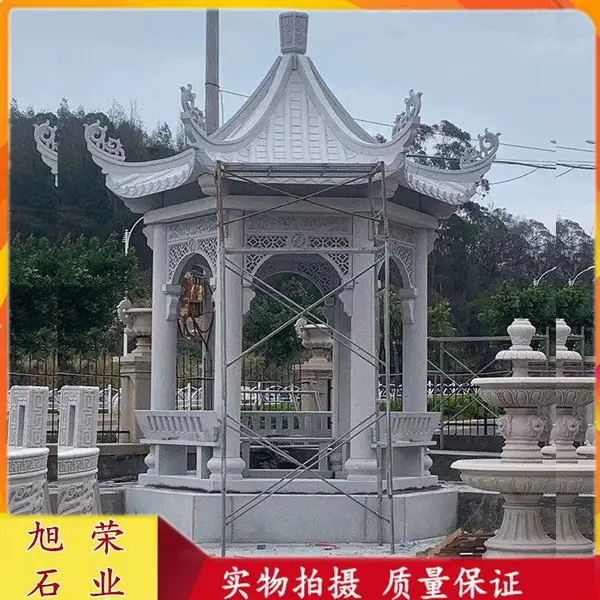 园林艺术石亭 新农村建设石头路亭 花岗岩户外六角凉亭安装