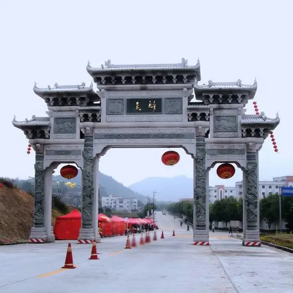 惠安石雕牌坊雕刻大理石仿古山门牌楼村口石头牌楼