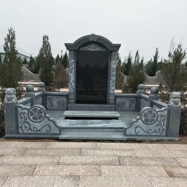 中国黑石材大型墓碑 大理石石雕传统墓碑 丰路雕塑