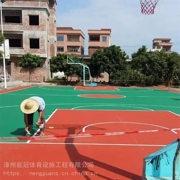 福建篮球场施工_硅PU材质_丙烯烯材质_篮球场施工_悬浮地板安装_画线围网灯光_漳州能冠