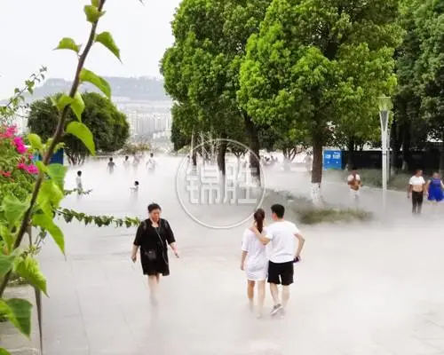 陕西临潼广场游乐园景观造雾 雾效自然 售楼景观造雾 承接喷雾工程
