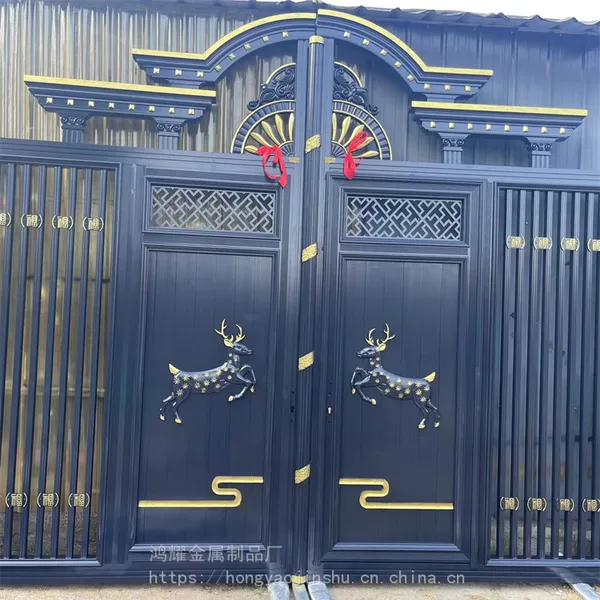 铝合金别墅庭院大门电动子母双开门自建房农村院子大门户外花园门