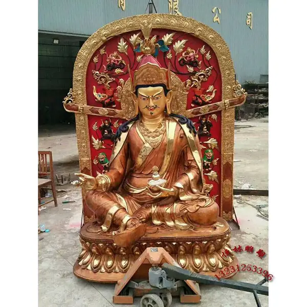 恒林雕塑厂纯铜大型藏传寺院黄铜二米莲花生大士 大师密宗佛像