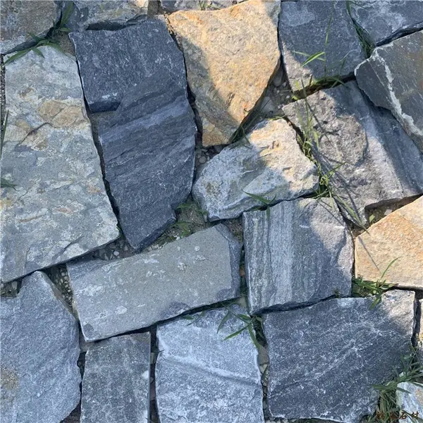 单面自然宝石蓝乱形文化石 蓝石英碎拼石 不规则仿毛石贴面石材