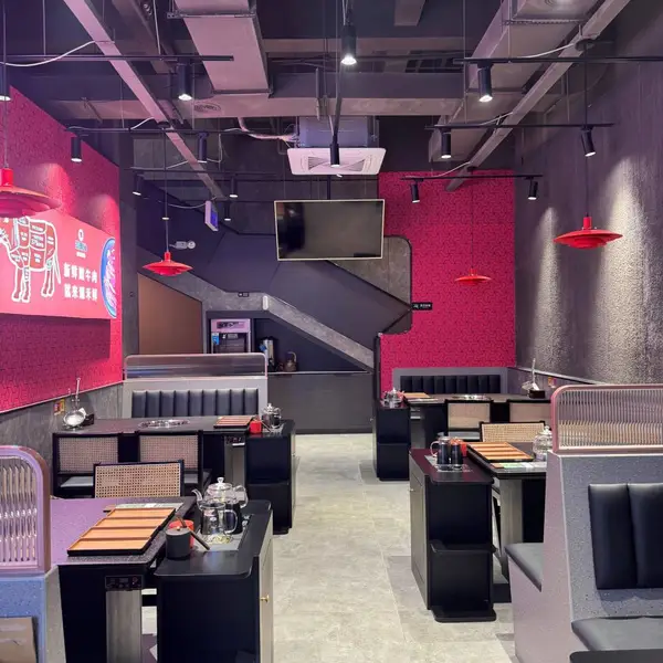 天然岩板火锅桌 饭店餐厅电磁炉火锅餐桌椅 主题火锅店火锅桌子