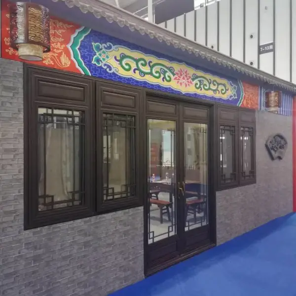 成都仿古门窗 中式复古铝合金门窗品牌 冠墅阳光断桥铝仿古门窗批发