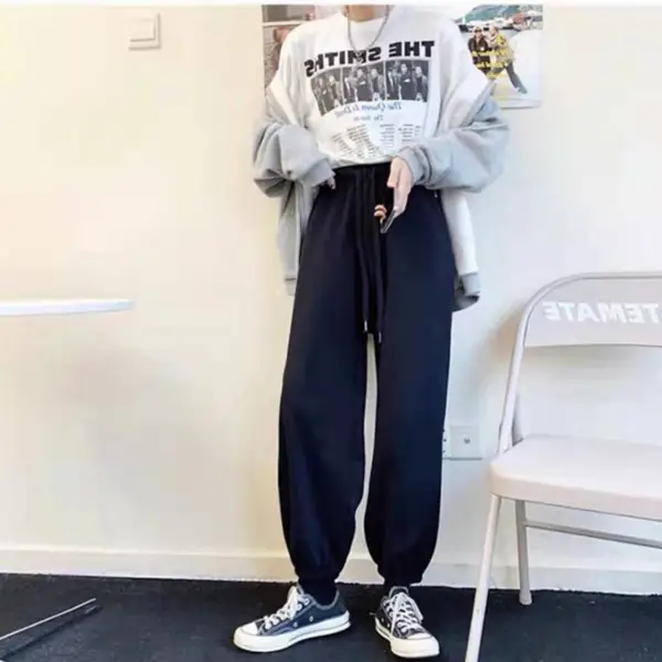 河北石家庄赵县休闲阔腿裤怎么搭配上衣和鞋子图片精梳棉女装裤子地摊服装尾货