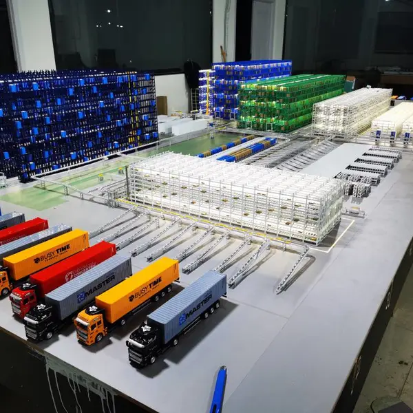 智慧物流仓储工业沙盘 带亚克力防护柜体 展会汇报专用沙盘定制