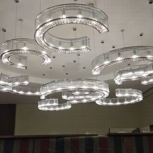 樊灯D03现代艺术吊灯别墅loft售楼部大堂创意长水晶工程灯饰