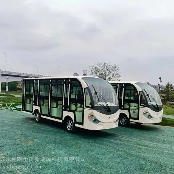 14 座封闭款电瓶观光车 | 景区园区全天候舒适载客通勤工具车