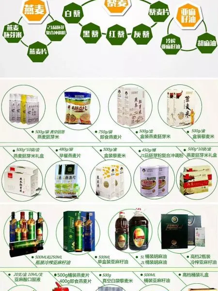燕麦胚芽米、燕麦片、燕麦粉、藜麦米、亚麻籽油代加工贴牌合作