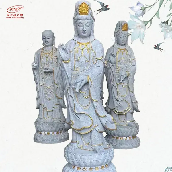 汉白玉大理石石雕观音像石观音站像寺庙广场送子观音摆件