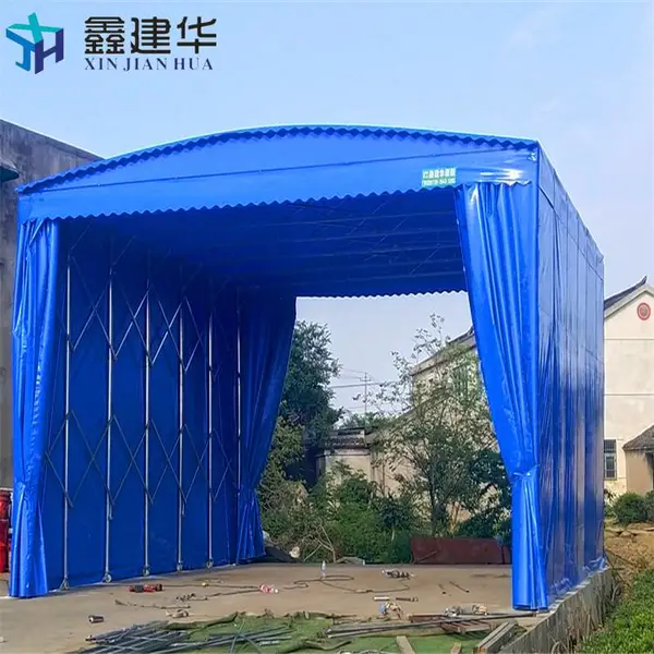 河源连平推拉篷大型仓库伸伸缩活动蓬实物图片