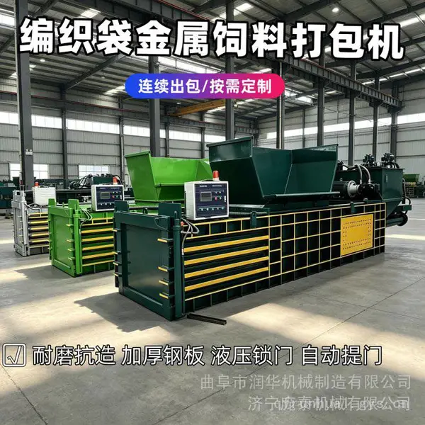废纸箱卧式液压打包机 全自动固废生活垃圾饮料瓶塑料瓶压缩打包机