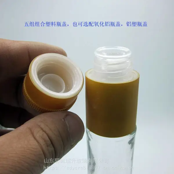 油瓶225ml晶白料材质真金烤花配塑料瓶盖山东瑞升玻璃瓶厂家制作酒瓶麻油瓶包装