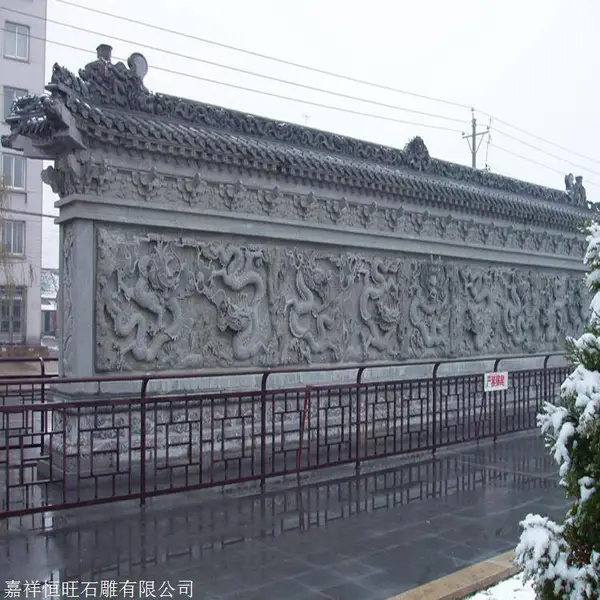 古建青石龙纹照壁 大理石龙墙雕刻 汉白玉浮雕龙壁画生产公司