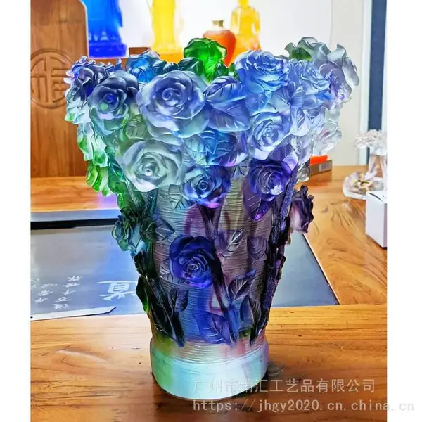 广州古法琉璃花瓶定制 琉璃装饰摆件工艺品 琉璃烛台 琉璃果盘烛台琉璃灯饰配件工艺品 广州琉璃工厂