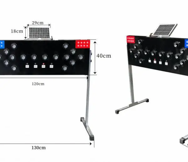 太阳能 LED 标牌灯 1.2×0.4 黑壳 单排 道路施工红蓝爆闪诱导导向警示牌