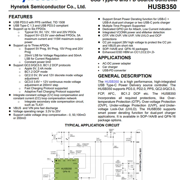 ����̩PD���Э��оƬHUSB350����20-120W