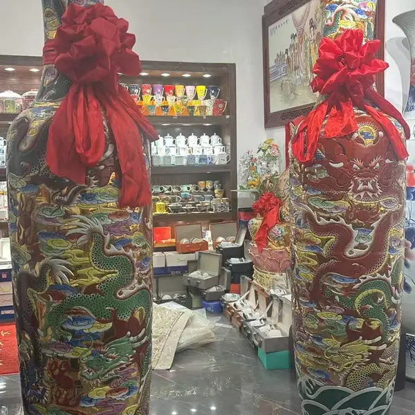 大型酒店陶瓷摆件大花瓶 青花瓷源远流长2.2米3米单位大厅装饰瓷瓶