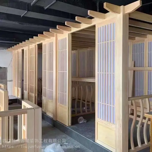 中式火锅店实木隔断/卡座屏风隔断/花格木门屏风厂
