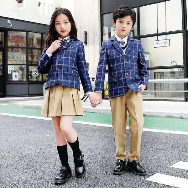 私立学校儿童西装套装定做 春秋英伦单排扣男女童西服装定制