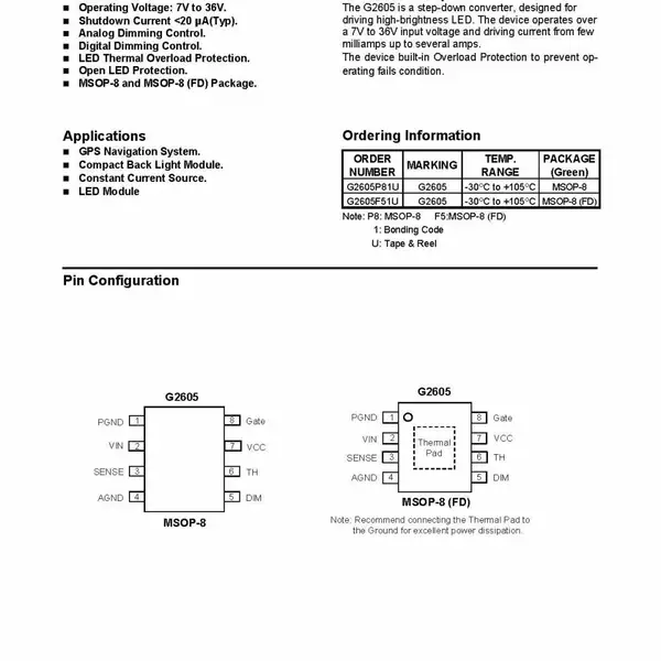 GMT���� G2605P81U ����36V LED������ ����о��Ӧ ������