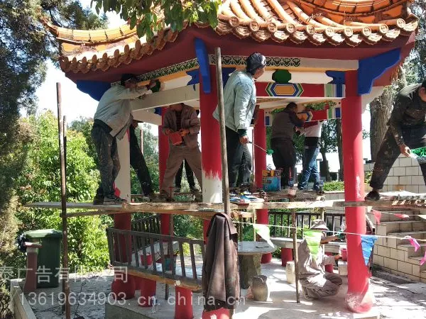 云南昆明古建筑彩绘古建筑墙绘墙画寺庙背景墙绘画