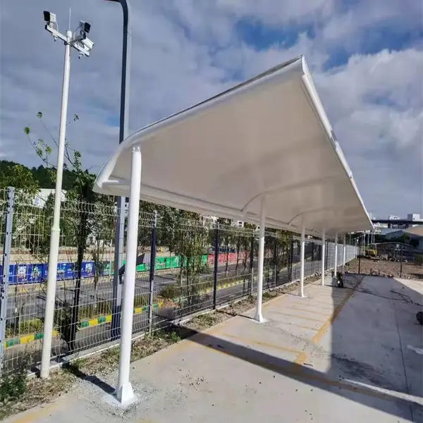 秦皇岛小区工厂户外电动车棚 张拉膜车篷图片成本低按需定制